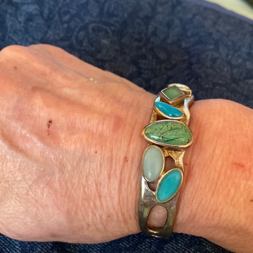 Colors of turquoise stone cuffs SIZE Small marked 925 vintage